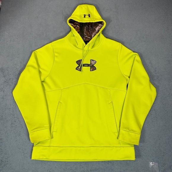Under‎ Armour Men's UA Storm Lime/Camo Small Pullover Hoodie Cold Gear size M - Picture 1 of 7